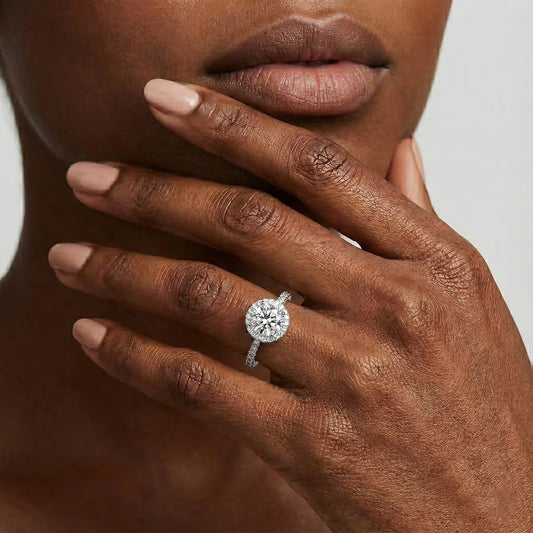 Round Halo Solitaire Ring
