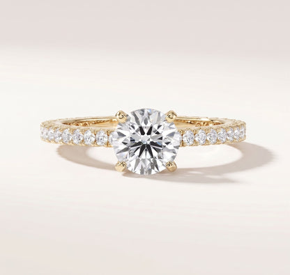Round Solitaire Crusted Band
