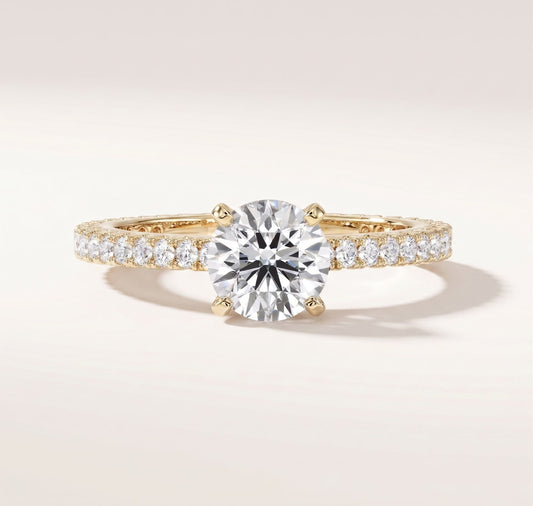 Round Solitaire Crusted Band