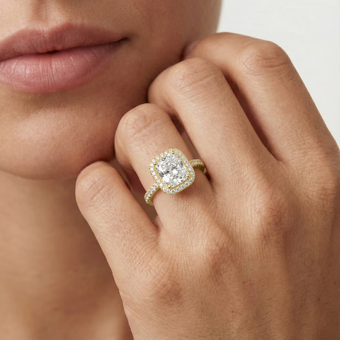 Elongated Cushion Halo Ring