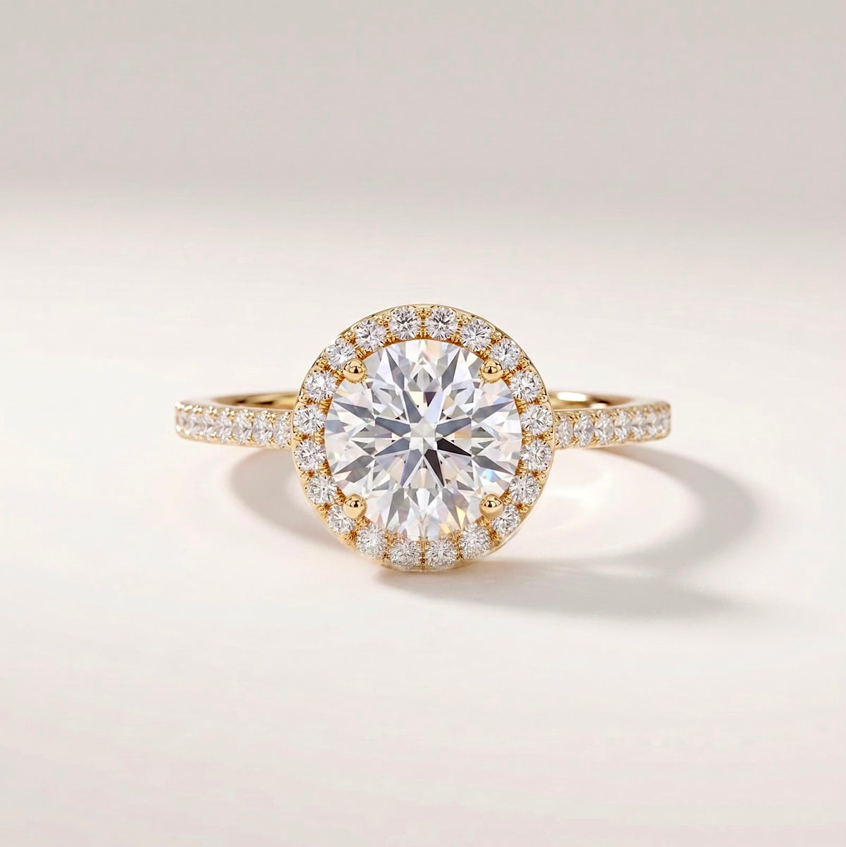 Round Halo Solitaire Ring