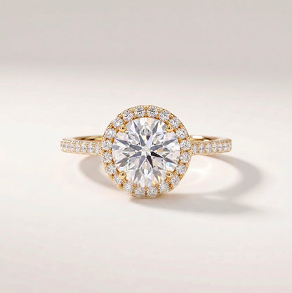 Round Halo Solitaire Ring