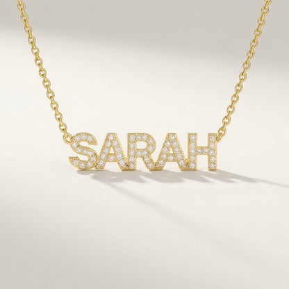 Iced Block Name Necklace