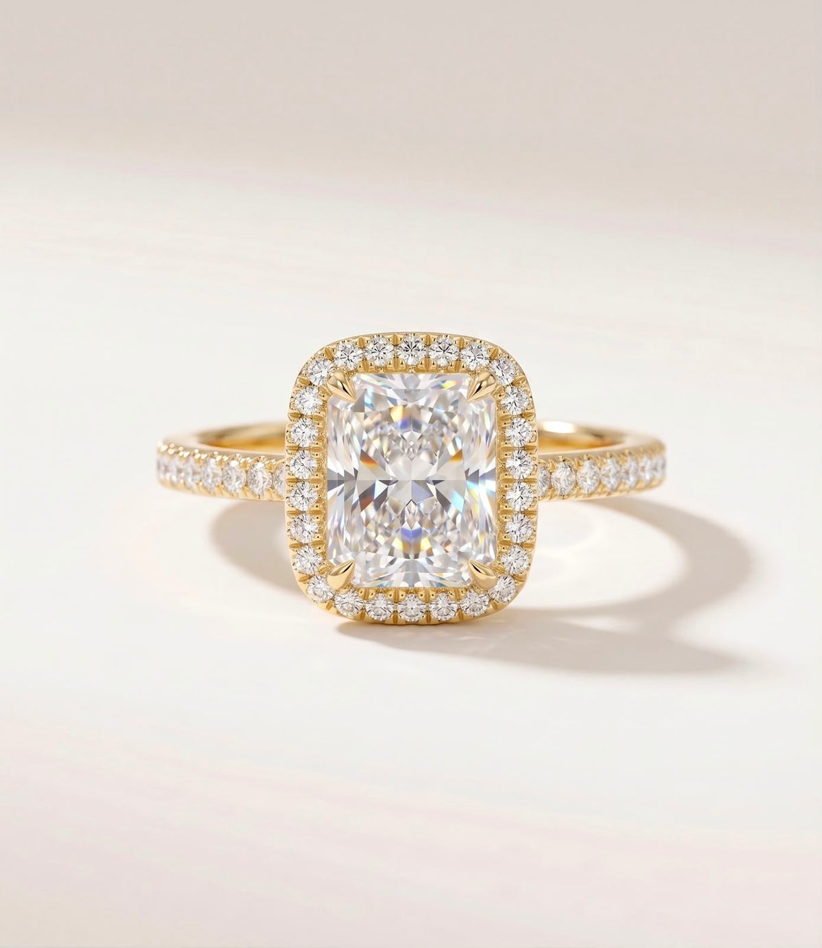 Elongated Cushion Halo Ring