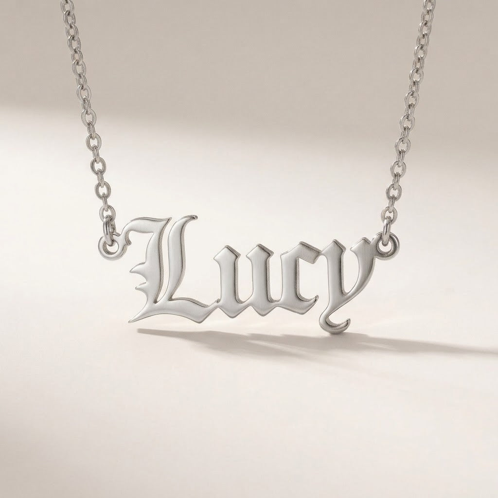 Old English Font Necklace