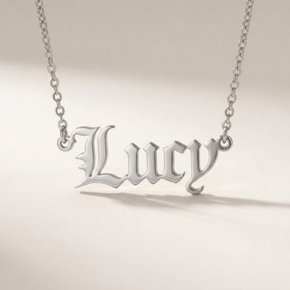 Old English Font Necklace