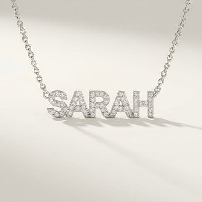 Iced Block Name Necklace
