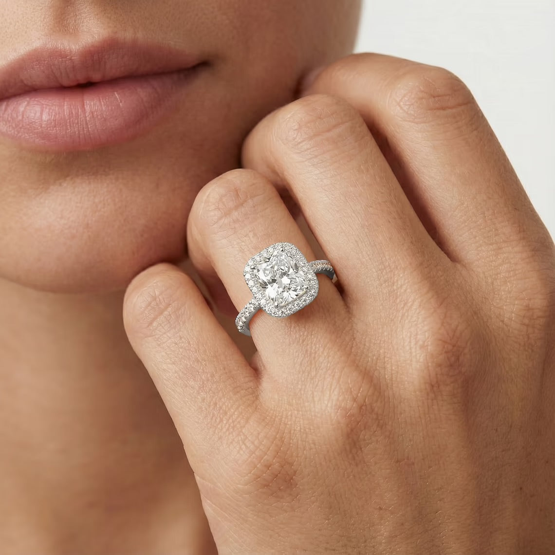 Elongated Cushion Halo Ring