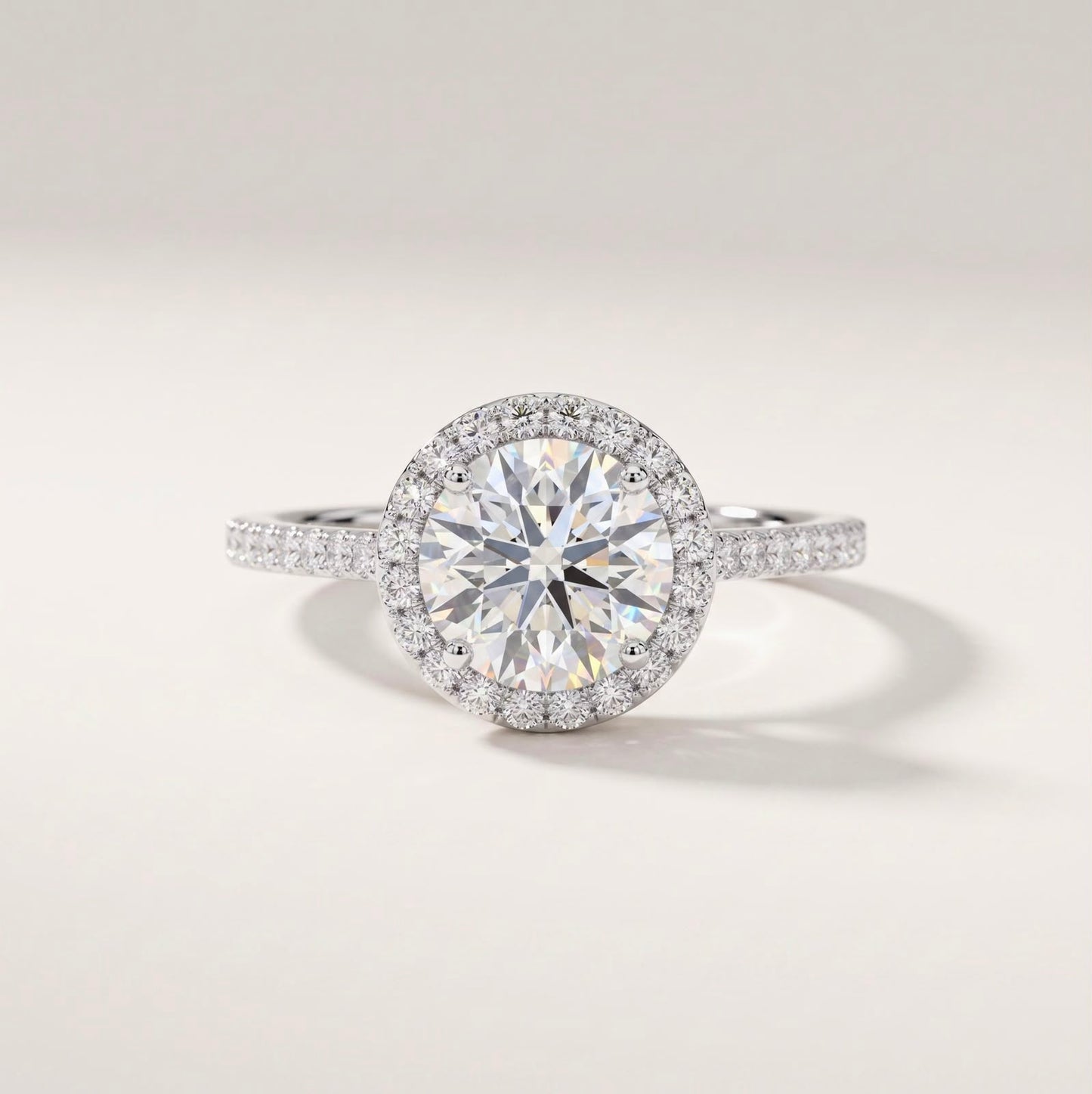 Round Halo Solitaire Ring