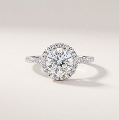 Round Halo Solitaire Ring