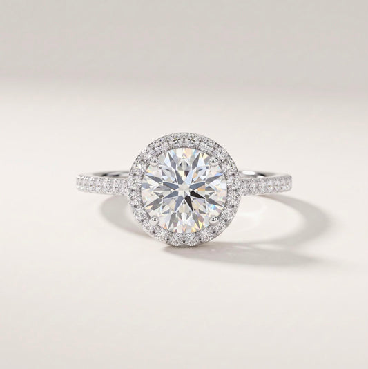 Round Halo Solitaire Ring