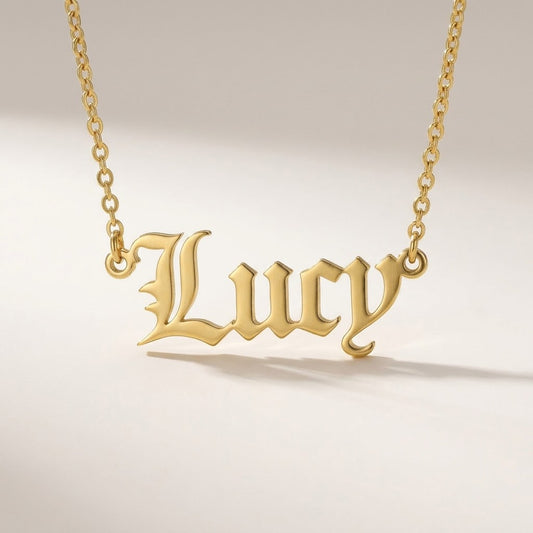 Old English Font Necklace