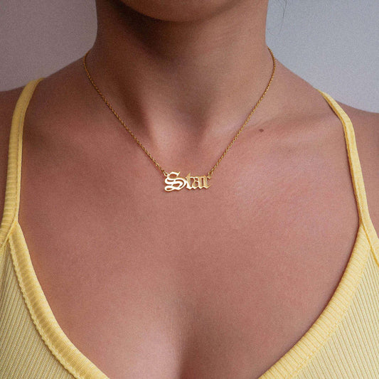 Old English Font Necklace