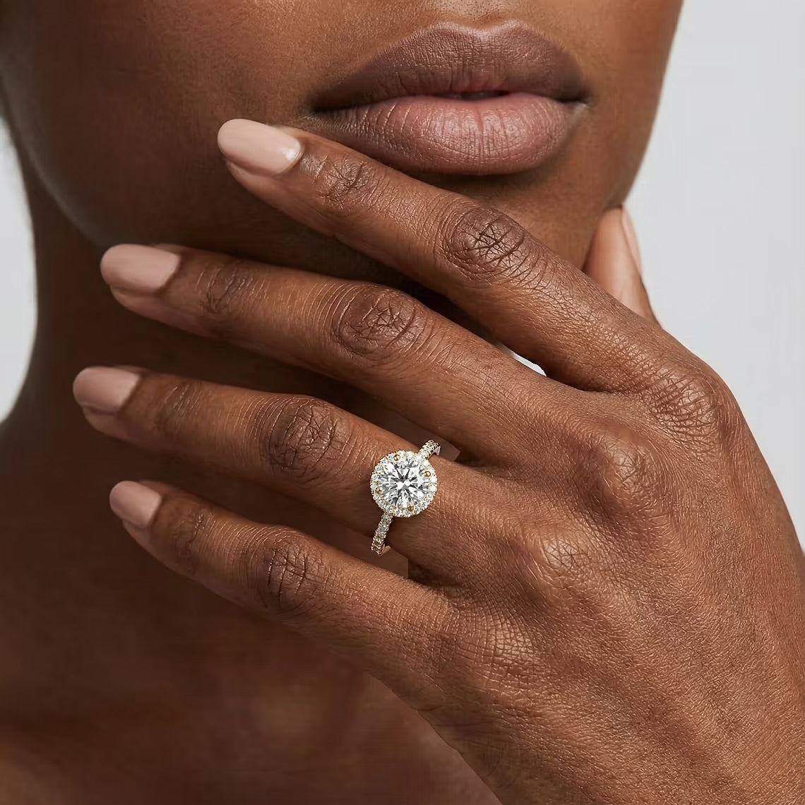 Round Halo Solitaire Ring