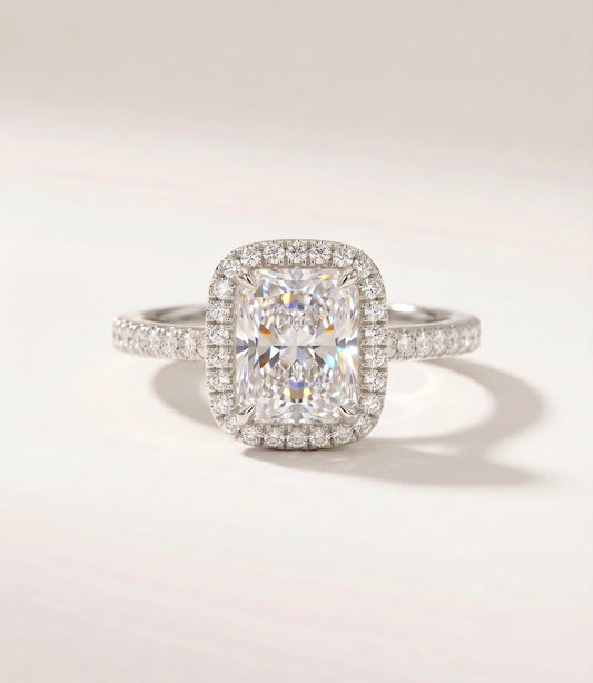 Elongated Cushion Halo Ring
