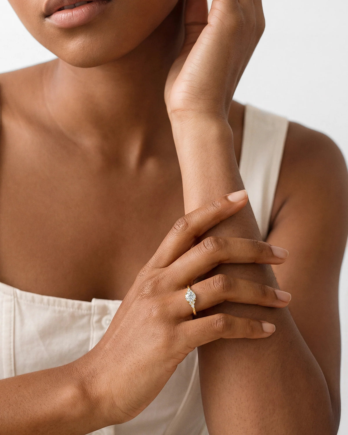 Round Cut Cluster Accent Ring