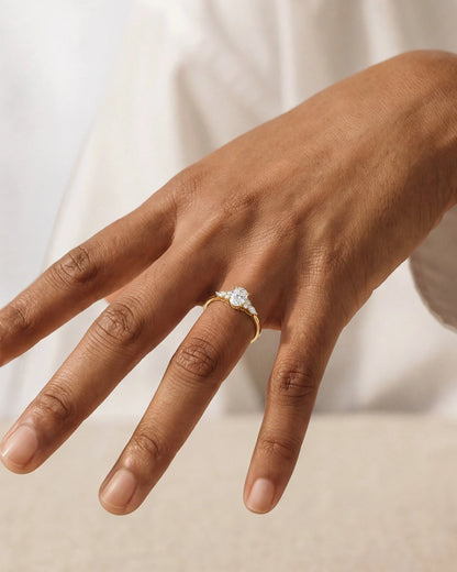Oval Cut Cluster Accent Ring