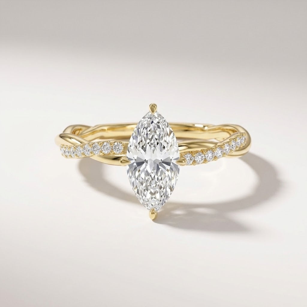 Marquise Cut Twisted Ring
