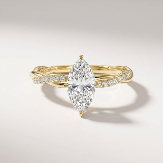 Marquise Cut Twisted Ring