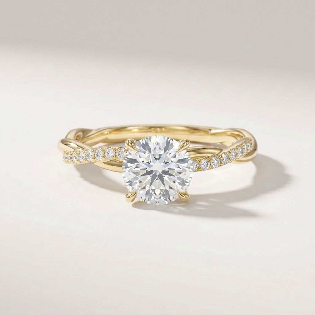 Round Cut Twisted Ring