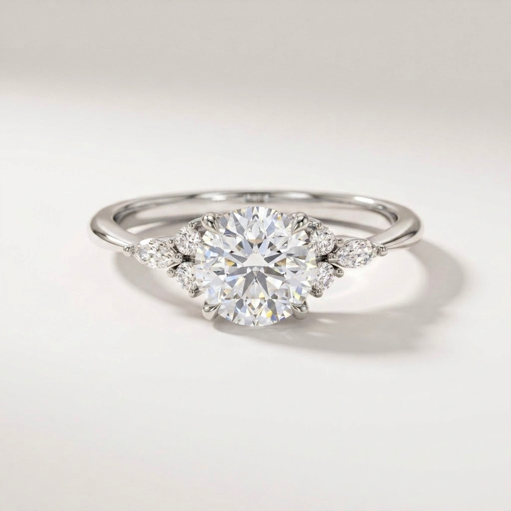 Round Cut Cluster Accent Ring