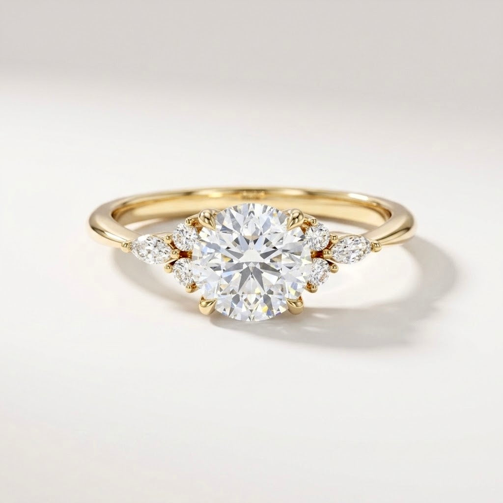 Round Cut Cluster Accent Ring