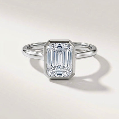 Bezel Emerald Solitaire Ring