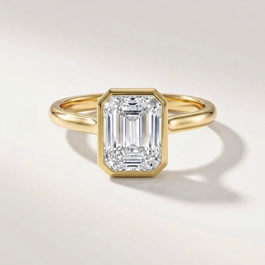 Bezel Emerald Solitaire Ring