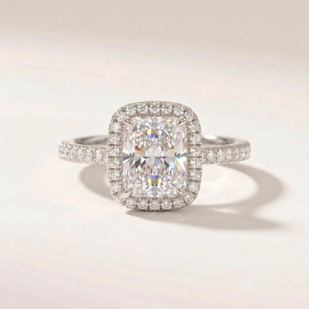 Elongated Cushion Halo Ring