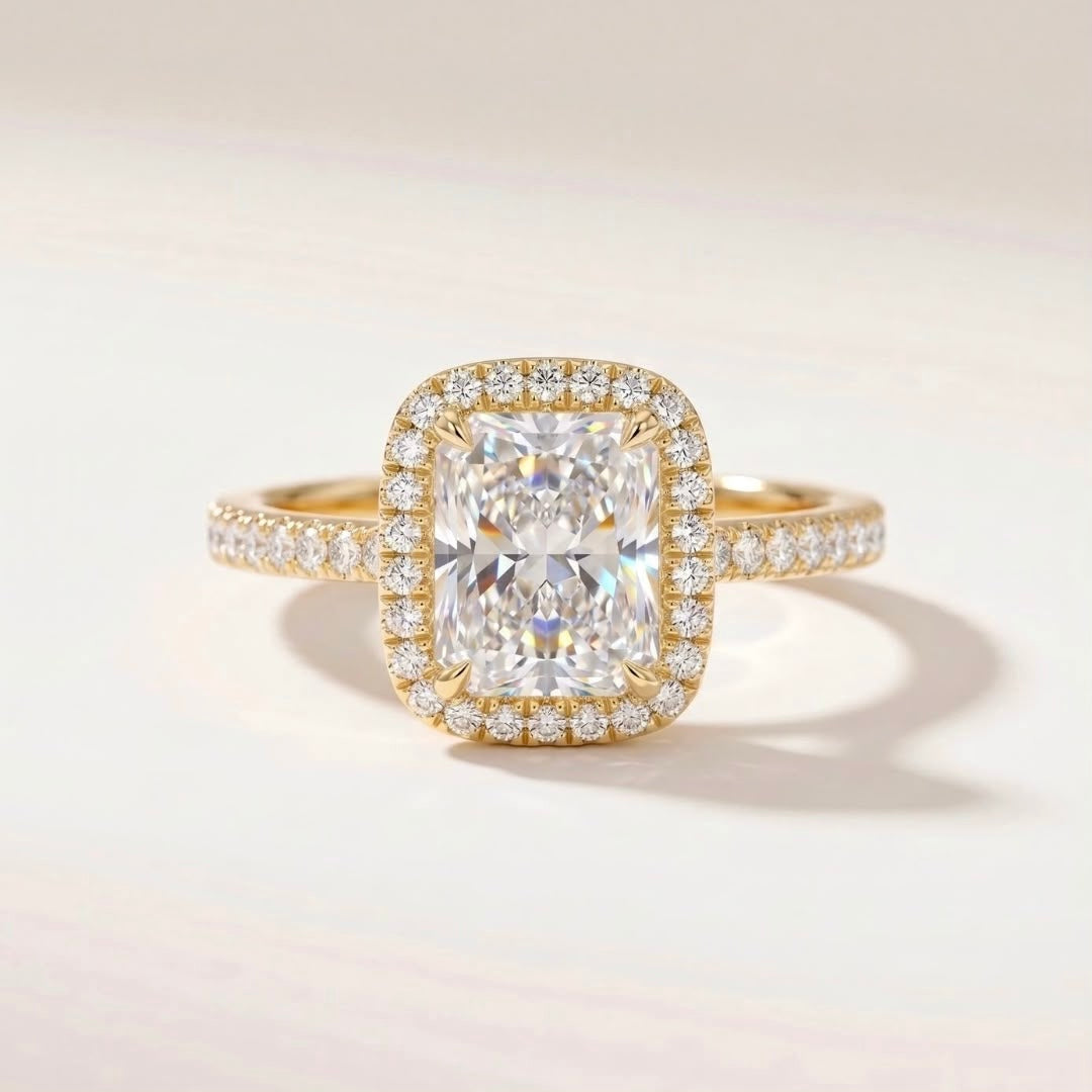 Elongated Cushion Halo Ring