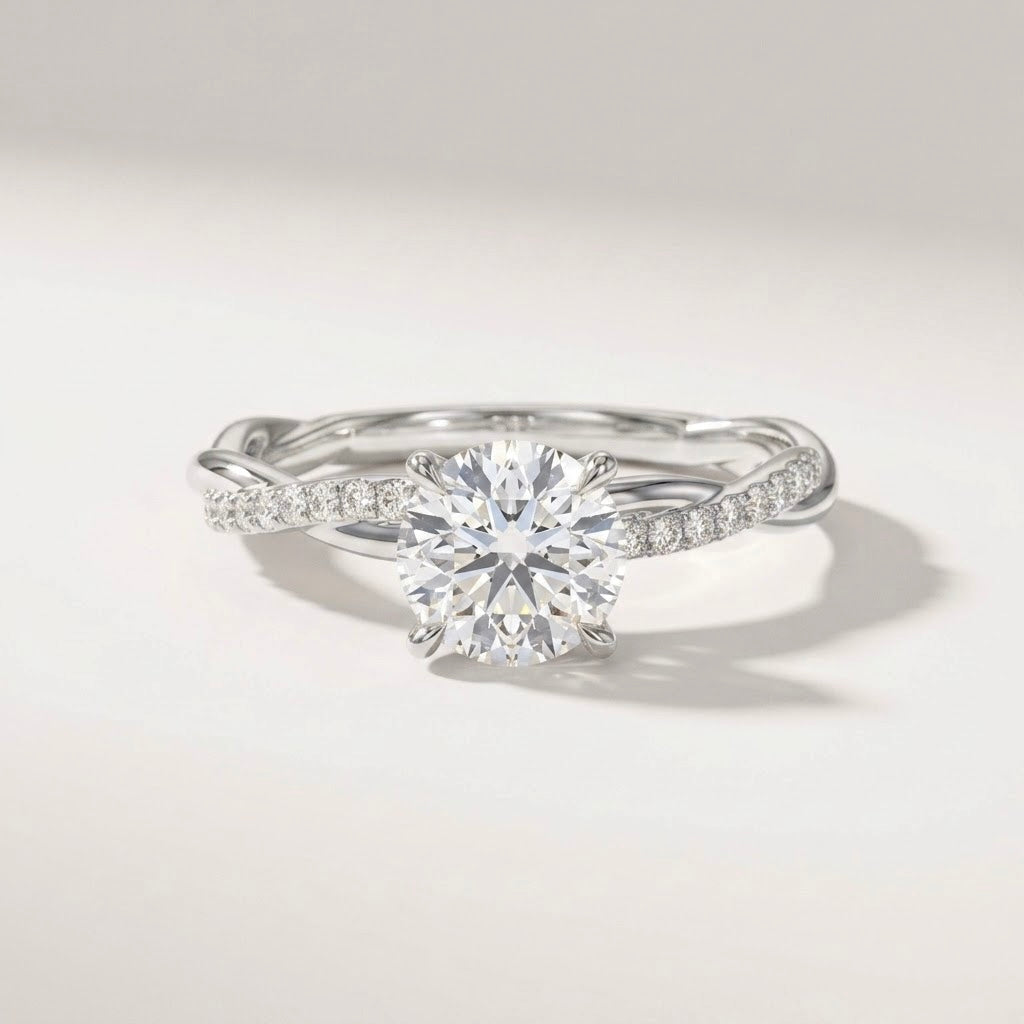 Round Cut Twisted Ring
