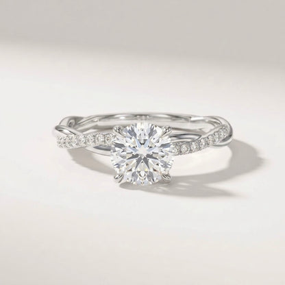 Round Cut Twisted Ring