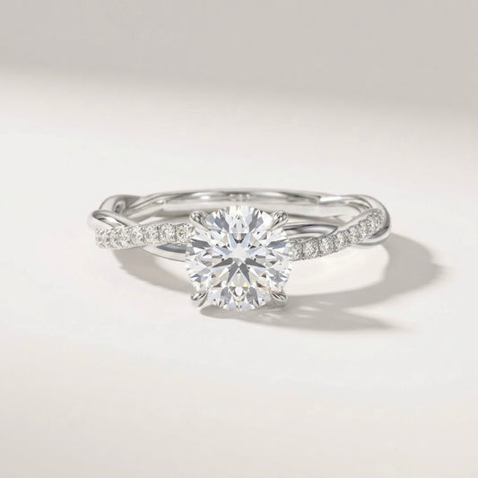 Round Cut Twisted Ring