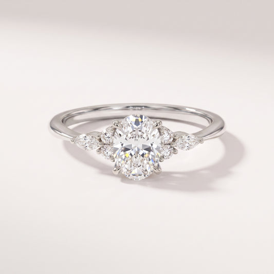 Oval Cut Cluster Accent Ring