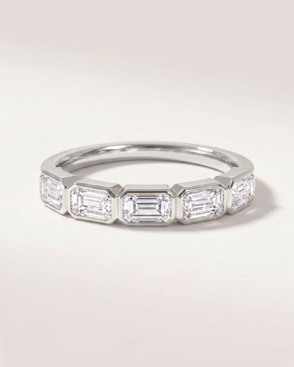 East West Bezel Emerald Half Eternity