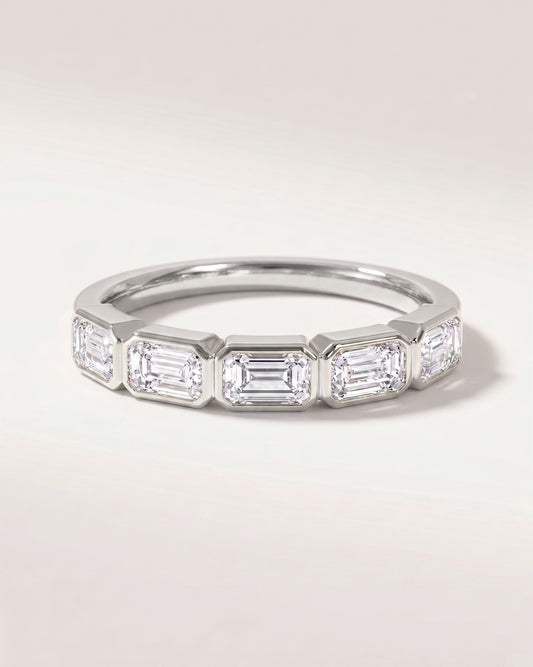 East West Bezel Emerald Half Eternity