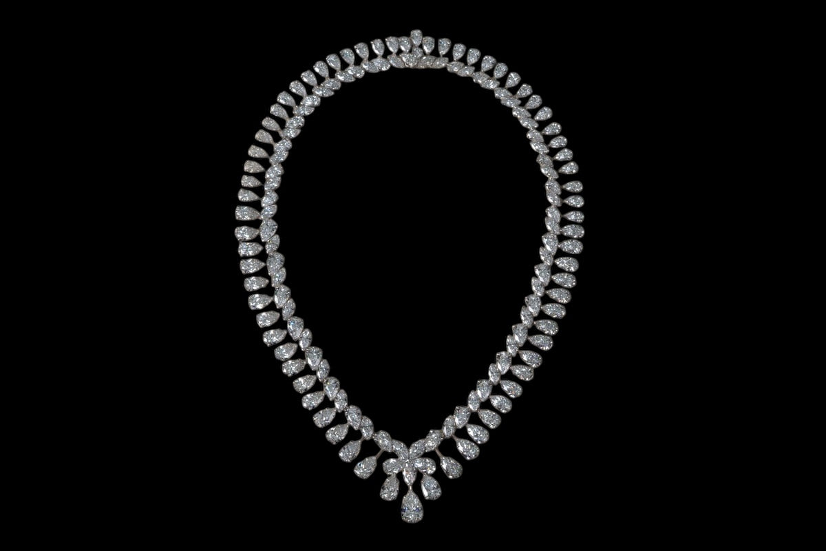 Diamond Drop Mixed Shape Couture Statement Necklace