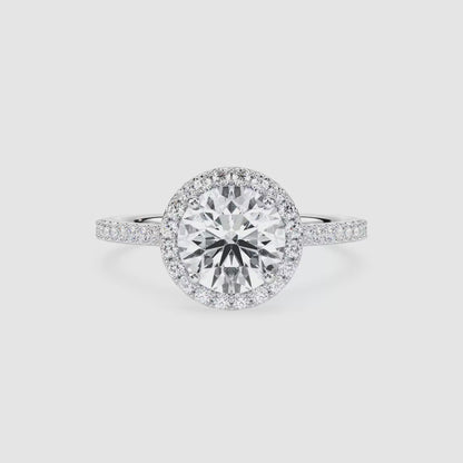 Round Halo Solitaire Ring