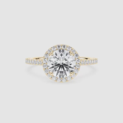 Round Halo Solitaire Ring