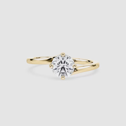 Round Solitaire Twisted Band